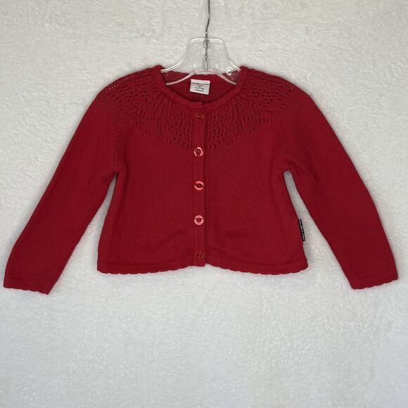Polarn O. Pyret Baby Girl Red Holiday Cardigan Wool Size 1-1.5 yrs 12-18 months - Picture 3 of 14